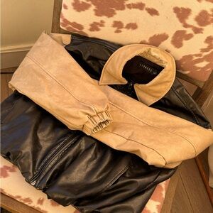 Lioness Tan + Black Leather Jacket
